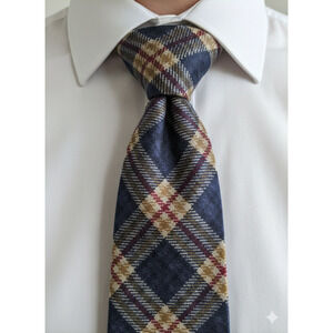 Tommy Hilfiger blue yellow plaid Italian silk tie - 57"